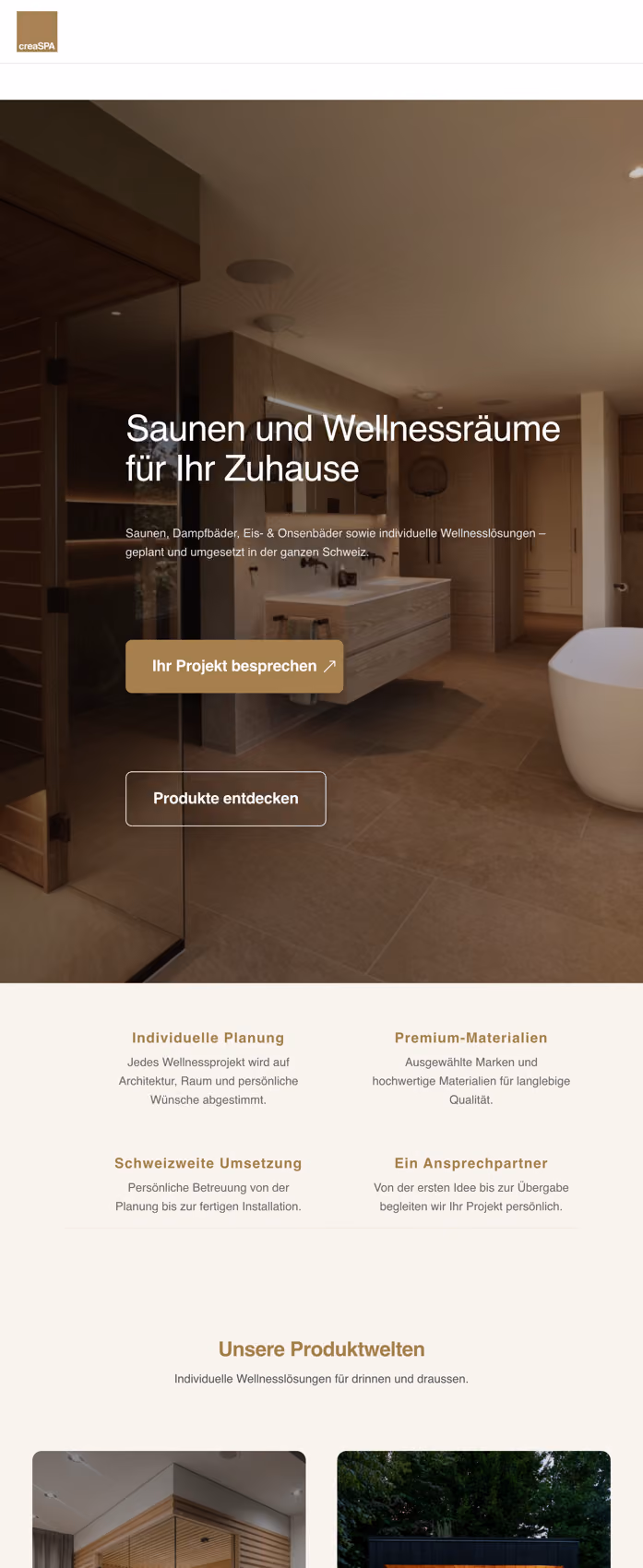 creaSPA – Tablet-Ansicht
